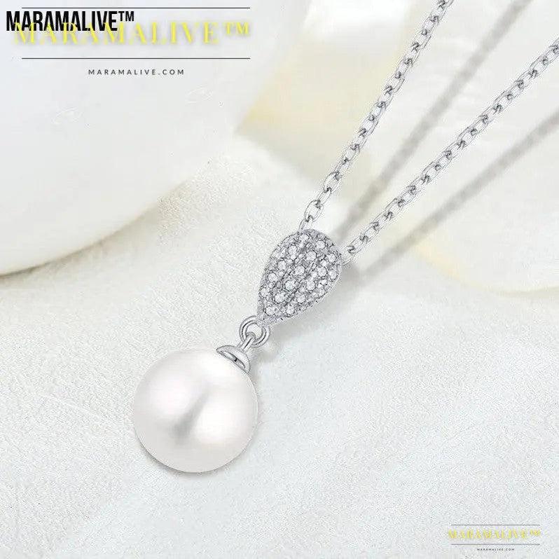 I'm Gonna Cry Until I Get One Sterling Silver Zircon Pearl Necklace