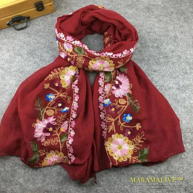 Intricate Hand Embroidered Scarves for Women