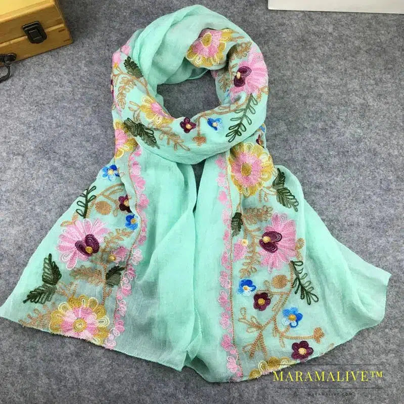 Intricate Hand Embroidered Scarves for Women