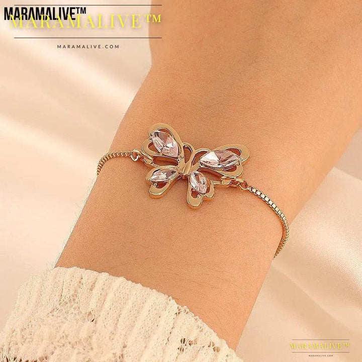 Introducing "Elegance in Pink" - Affordable Luxury Crystal Butterfly Bracelet