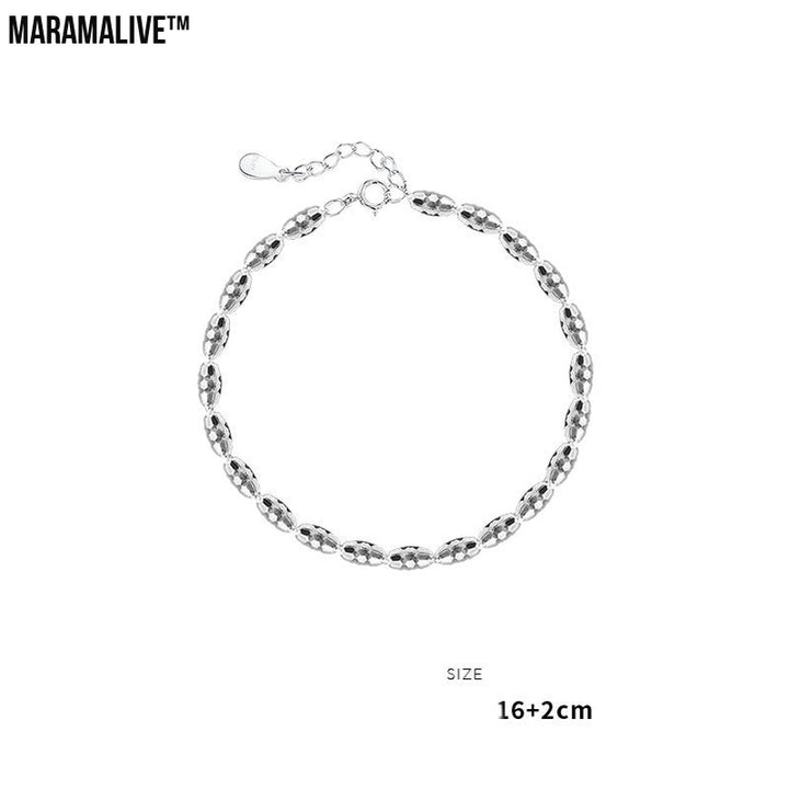 Introducing: "Geometric Cut Rice Ball Bracelet - Minimalist 925 Sterling Silver Jewelry"