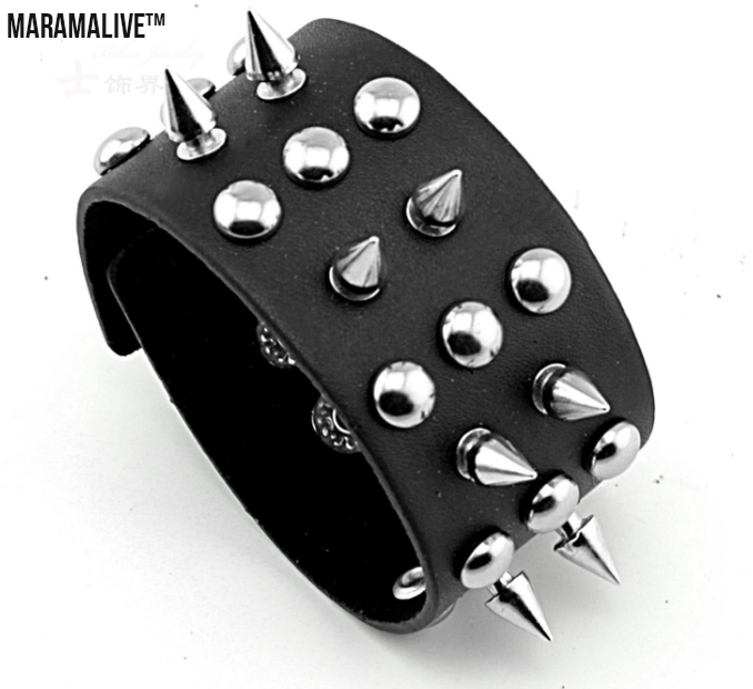 Introducing: "Spike Studded Leather Bracelet - Aroncent 3pcs"