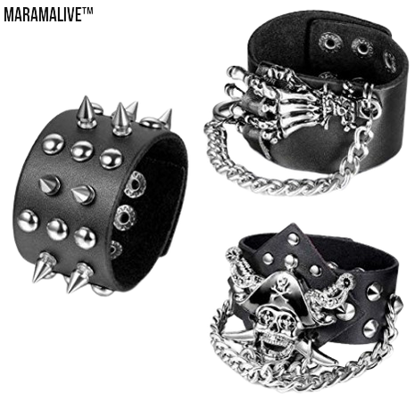 Introducing: "Spike Studded Leather Bracelet - Aroncent 3pcs"