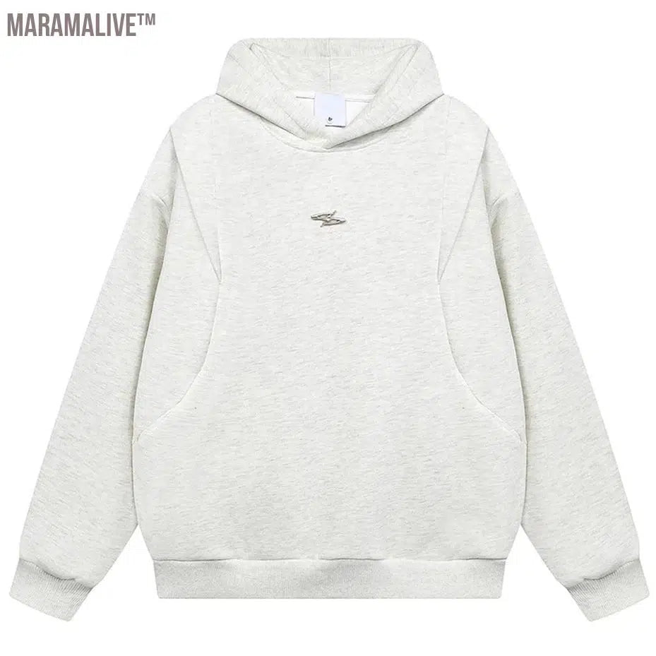 Irregular Splicing Hoodies Oversized Harajuku Hip Hop Streetwear Pullover Hoodie Solid Loose Casual Sweatshirts Black Gray