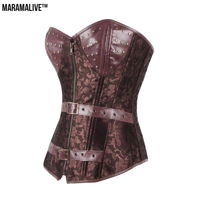 Jacquard Steampunk Leather Corset