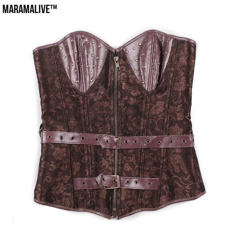 Jacquard Steampunk Leather Corset