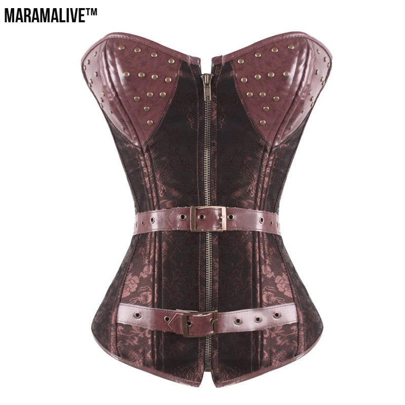 Jacquard Steampunk Leather Corset