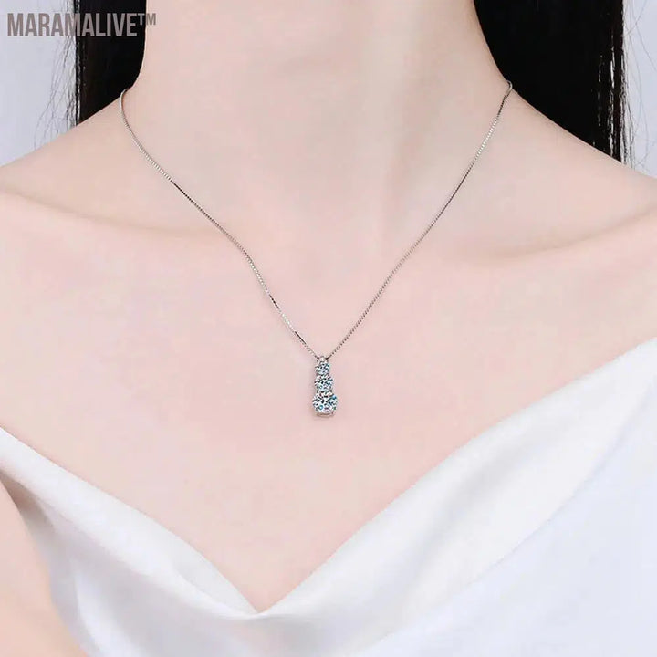 KNOBSPIN D VVS1 Moissanite Diamond Necklace for Woman Wedding Jewely with GRA 925 Sterling Sliver Plated 18k White Gold Necklace