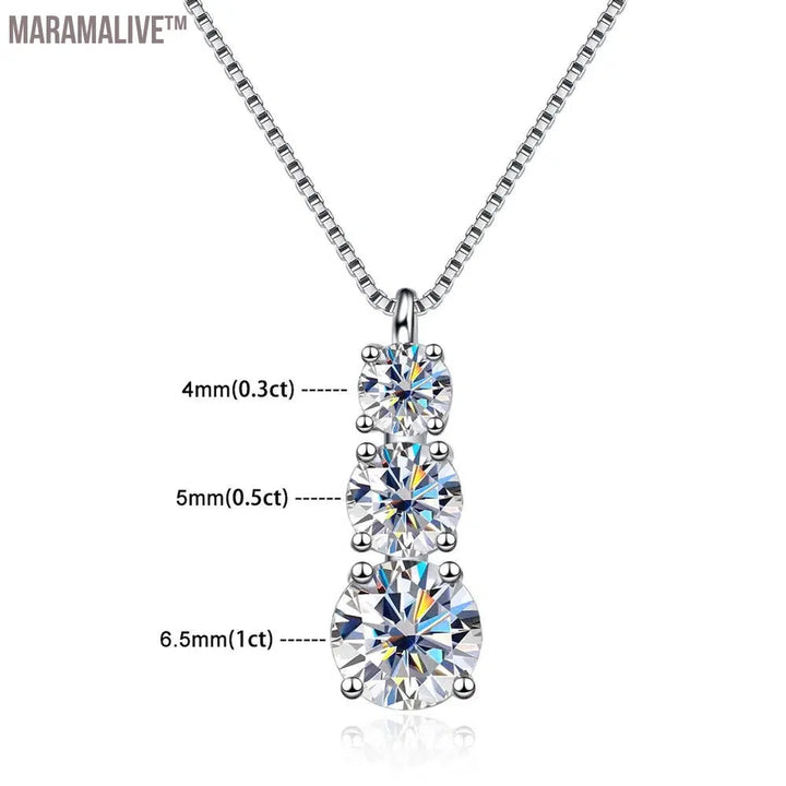 KNOBSPIN D VVS1 Moissanite Diamond Necklace for Woman Wedding Jewely with GRA 925 Sterling Sliver Plated 18k White Gold Necklace