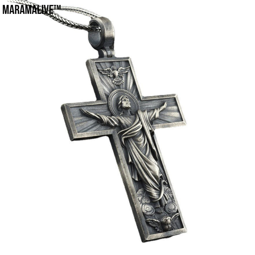 Kind Of Christianity Jesus Cross Europe And America Religious Catholic Style Men'S Retro Style Pendant Necklace Jewelry