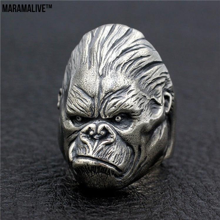 King Kong Ring 925 Sterling Silver Handmade Punk Retro Gorilla