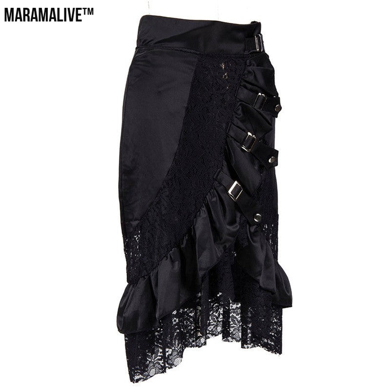 Lace Punk Rock Skirt - Gothic Black Unique Skirt