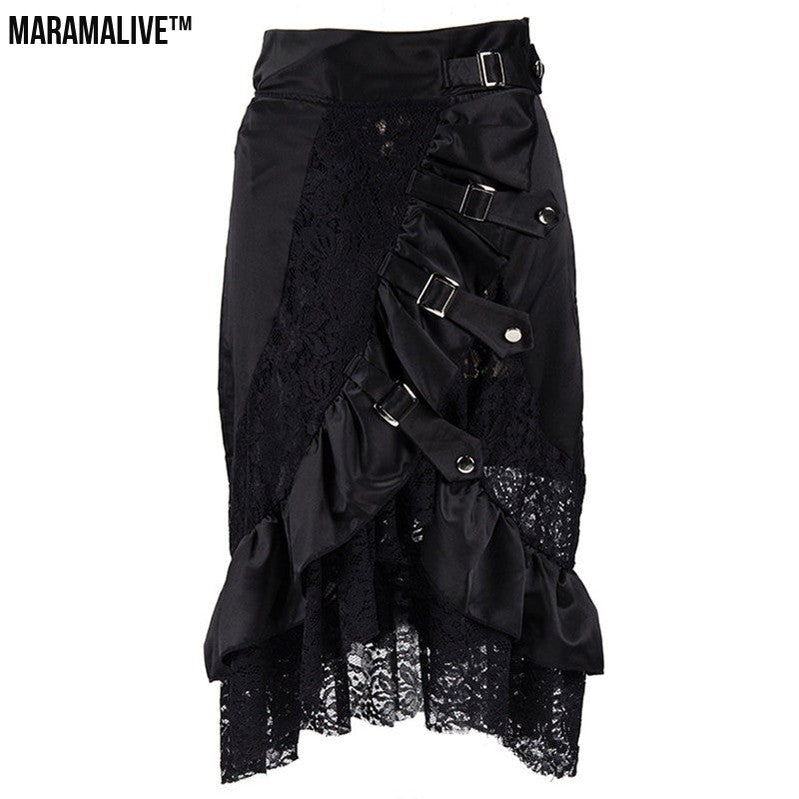 Lace Punk Rock Skirt - Gothic Black Unique Skirt