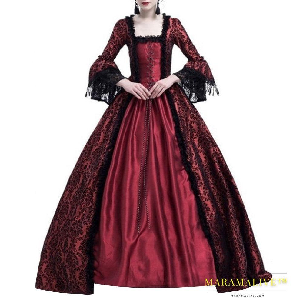 Lace flared sleeve Victorian Costume dress