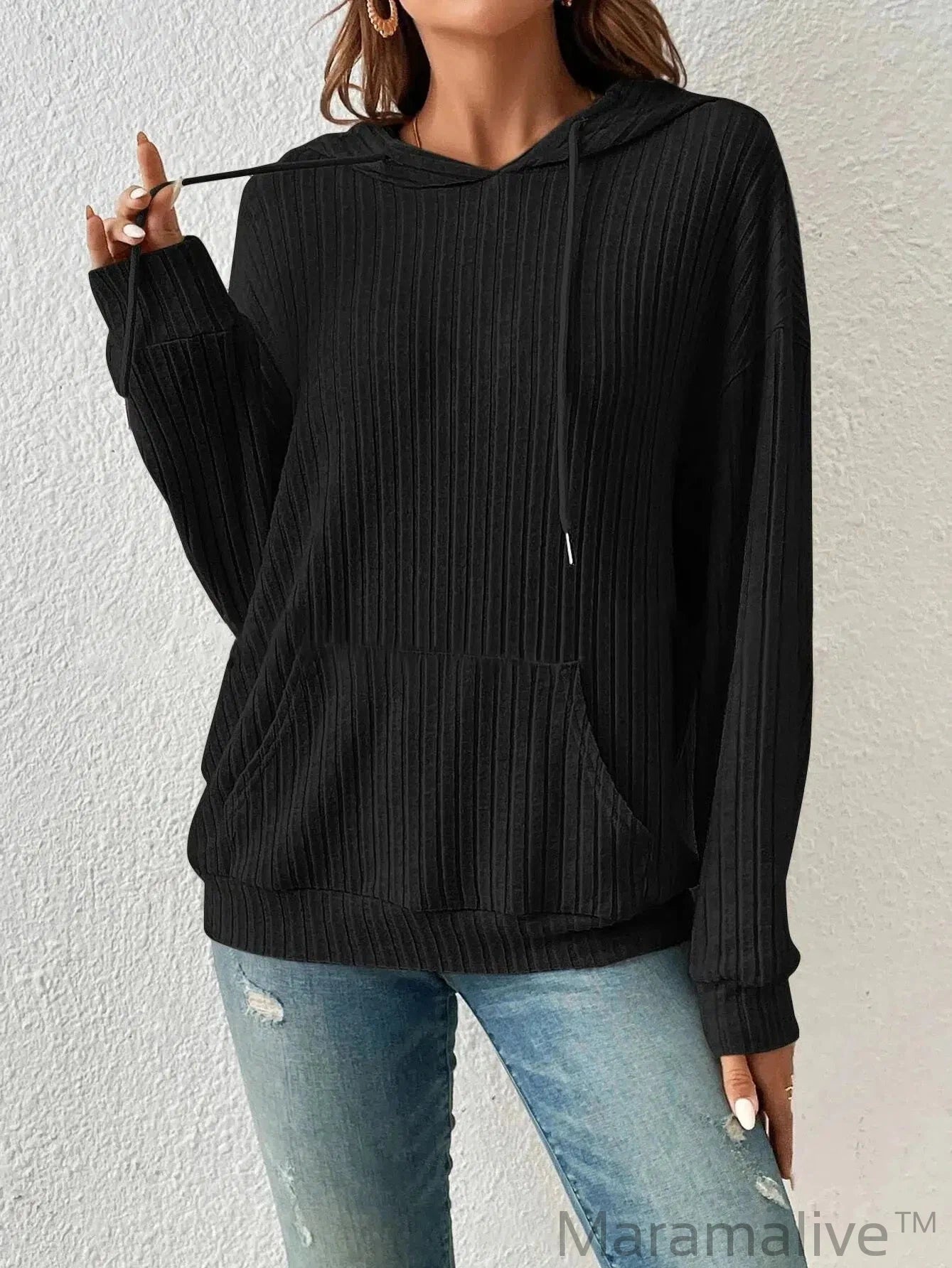 Ladies Casual Knit Hoodie Sweatshirt Fall Winter Y2K Fashion Long Sleeve Women's Loose Hooded Sweater