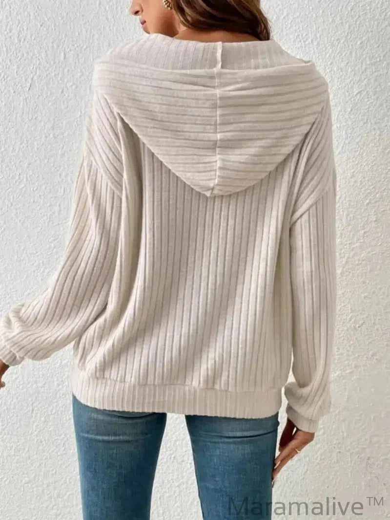 Ladies Casual Knit Hoodie Sweatshirt Fall Winter Y2K Fashion Long Sleeve Women's Loose Hooded Sweater