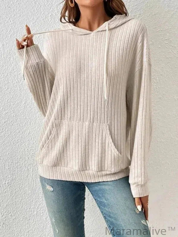 Ladies Casual Knit Hoodie Sweatshirt Fall Winter Y2K Fashion Long Sleeve Women's Loose Hooded Sweater