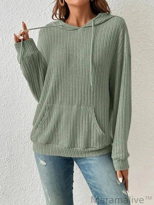 Ladies Casual Knit Hoodie Sweatshirt Fall Winter Y2K Fashion Long Sleeve Women's Loose Hooded Sweater