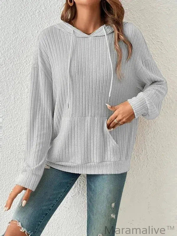 Ladies Casual Knit Hoodie Sweatshirt Fall Winter Y2K Fashion Long Sleeve Women's Loose Hooded Sweater