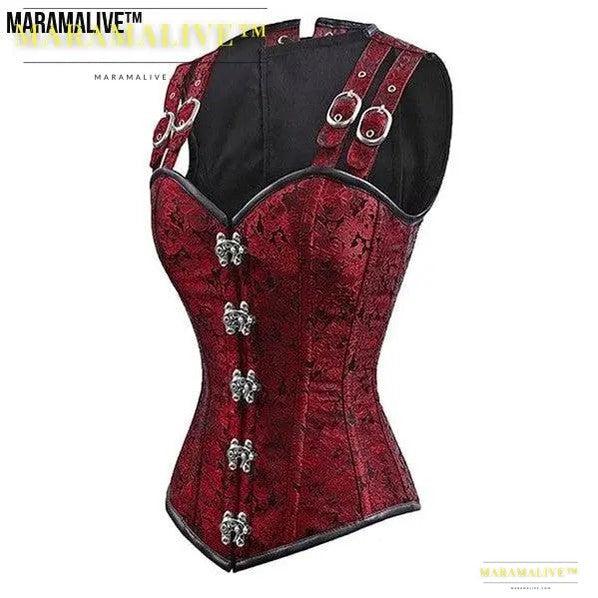 Ladies Gothic Punk Steel Double Button Strap Shaper