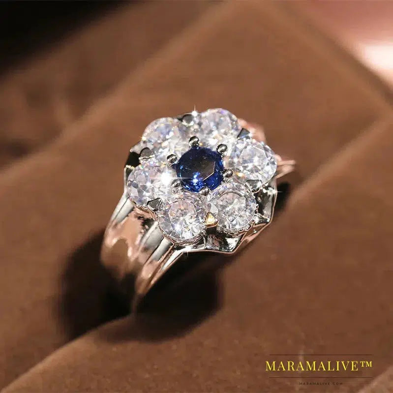 Ladies Luxury Oversized Ring Exquisite Gorgeous Fashion Wedding Preferred Jewelry 925 Silver Girl Jewelry Moissanite Ring