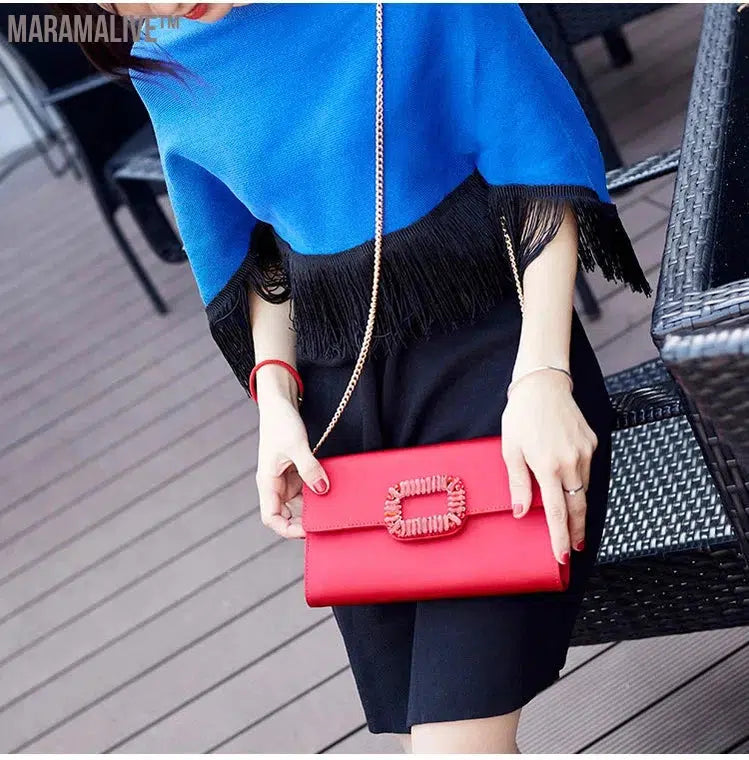 Ladies Party Evening Bag Simple Gold Color Chain Shoulder Bag Crossbody For Women Fashion Elegant Purple Small Clutches Handbags