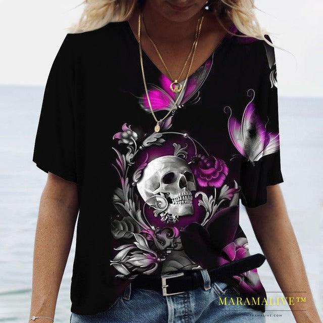 Ladies' Printed V-Neck Tee | Chic Women's Graphic Tees