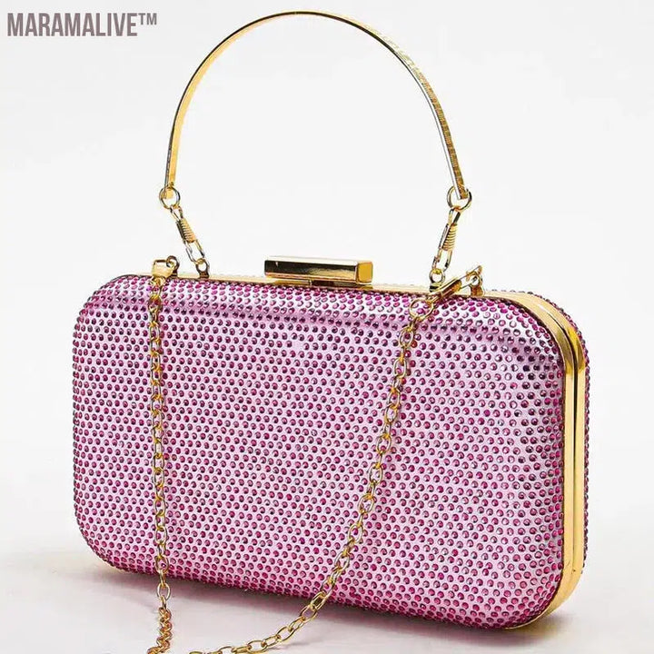 Ladies Purple Evening Bags Luxury Rhinestone Handbags Pochette Formal Party Banquet Clutch Square Purses Soirée Femme