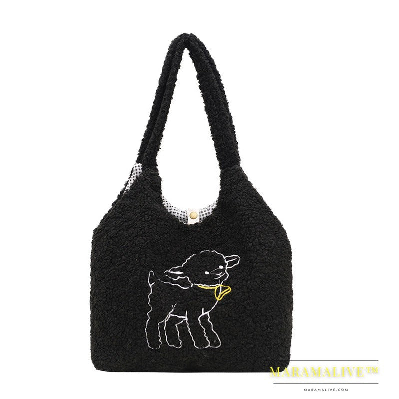 Lamb Bags Winter Shoulder Bag For Women Shopping Handbags