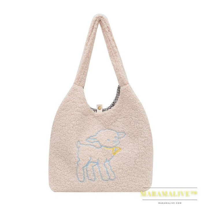 Lamb Bags Winter Shoulder Bag For Women Shopping Handbags