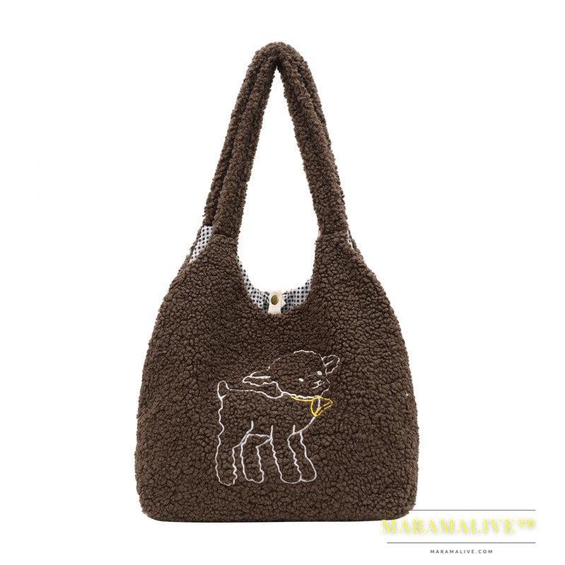 Lamb Bags Winter Shoulder Bag For Women Shopping Handbags