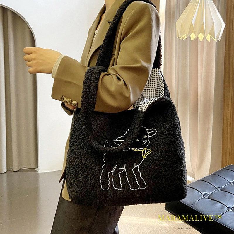 Lamb Bags Winter Shoulder Bag For Women Shopping Handbags