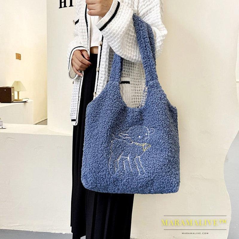 Lamb Bags Winter Shoulder Bag For Women Shopping Handbags