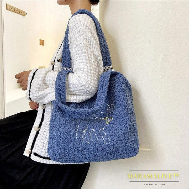 Lamb Bags Winter Shoulder Bag For Women Shopping Handbags