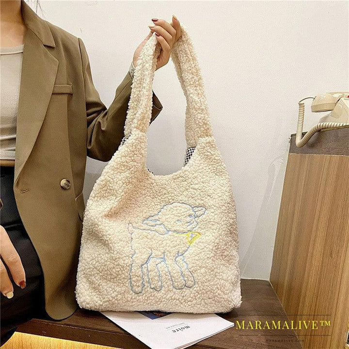 Lamb Bags Winter Shoulder Bag For Women Shopping Handbags