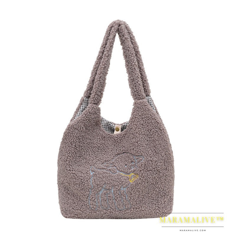 Lamb Bags Winter Shoulder Bag For Women Shopping Handbags