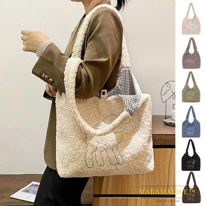 Lamb Bags Winter Shoulder Bag For Women Shopping Handbags