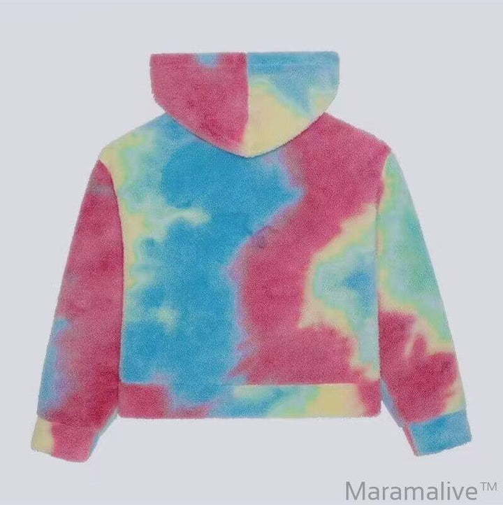 Lamb Velvet Lazy Style Loose Tie Dyed Hoodie