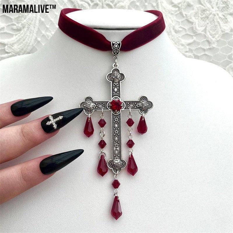 Large Cross Necklace Choke Gothic Pendant