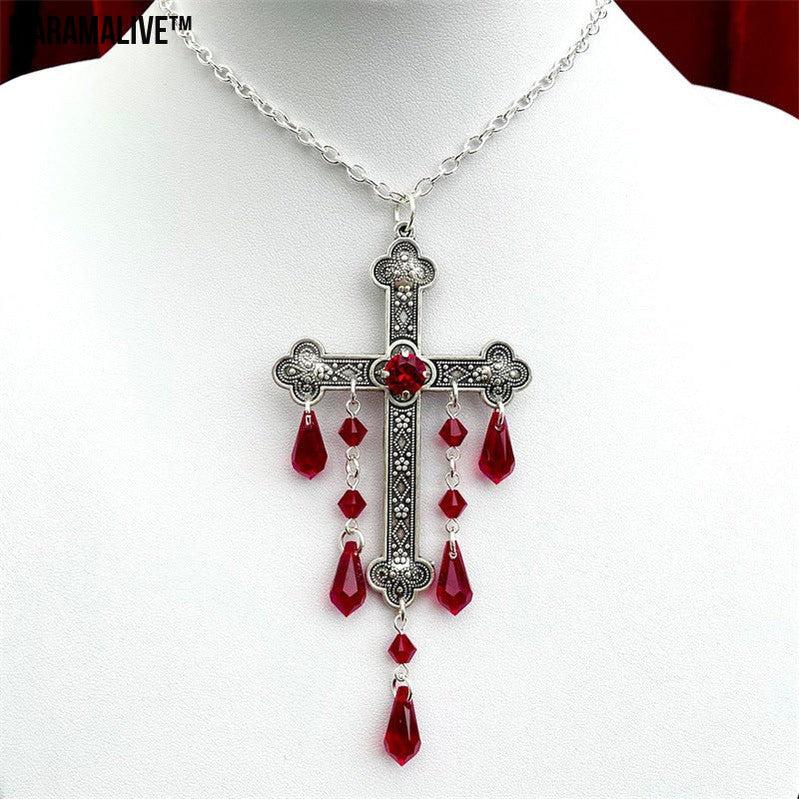 Large Cross Necklace Choke Gothic Pendant