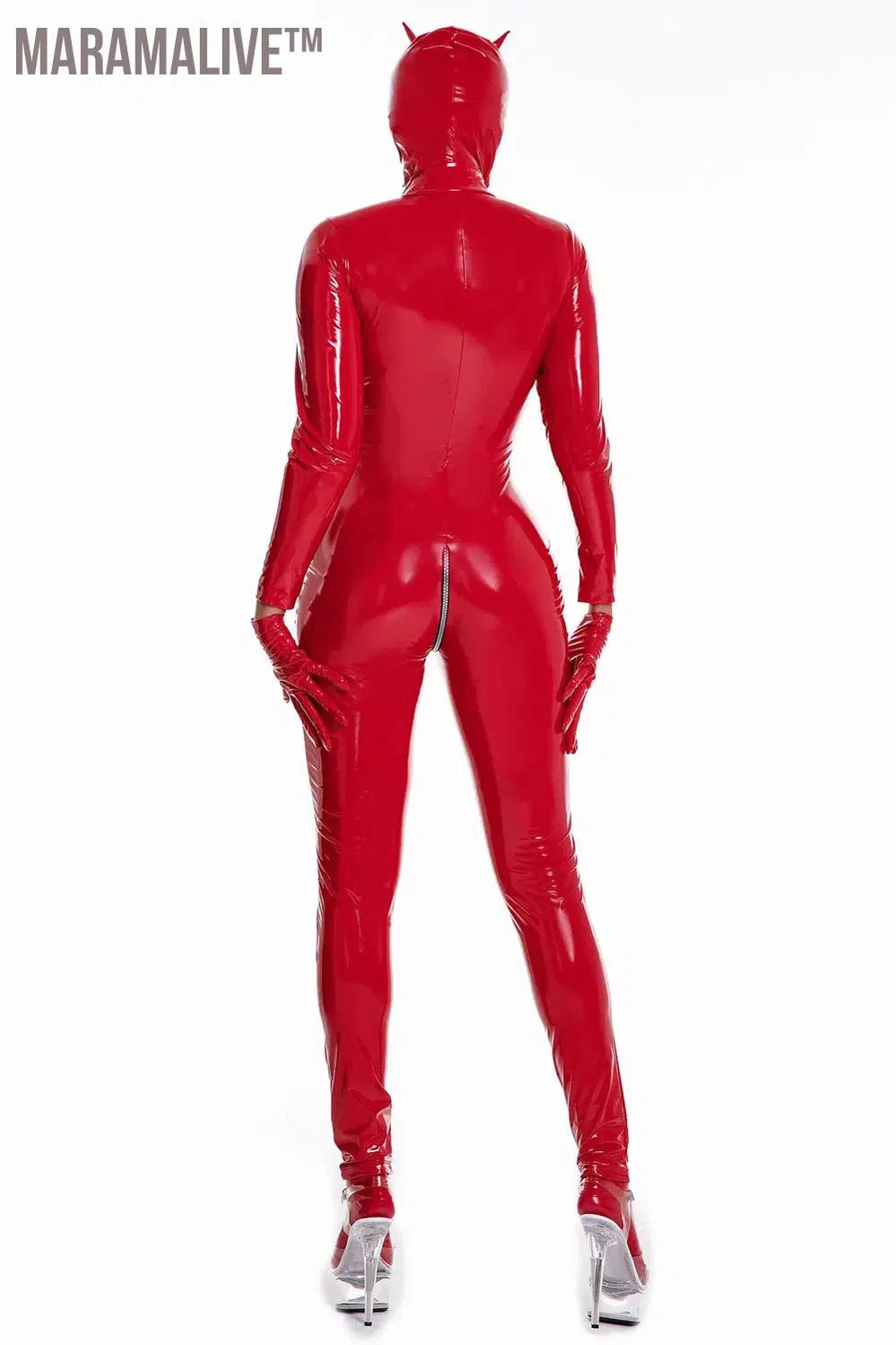 Latex Catsuit Women Wet Look Shiny PU Faux Leather Jumpsuits Suit Long Sleeve Zip Open Crotch Bodysuit Clubwear Plus Size S-5XL