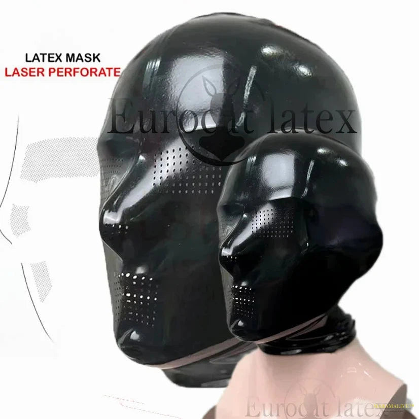 Latex mask men Hood mould seamless Catsuit Fetish latex gloves in Club catsuit rubber harness male bodysuit men fetish wear