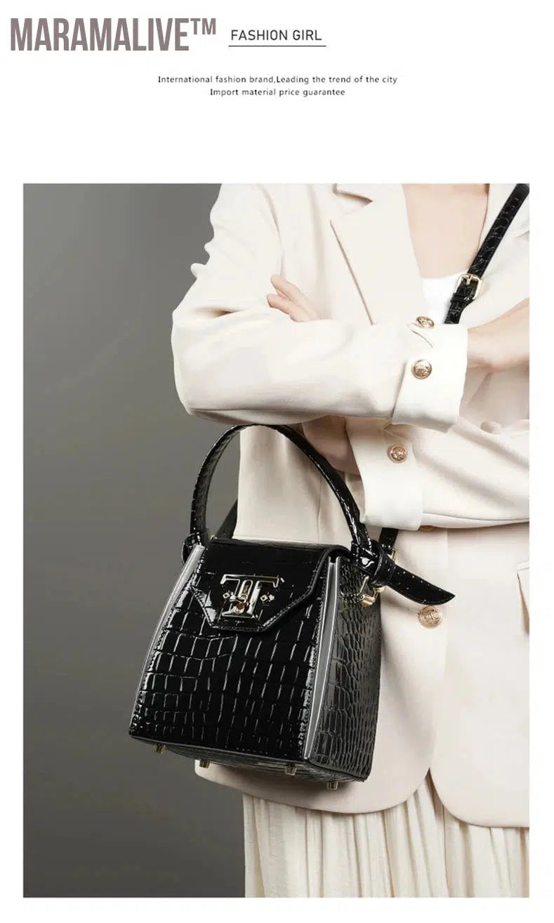 Leather Crocodile Pattern Small Tote Handbags For Women 2024 Trend Designer Ladies Shoulder Crossbody Bags