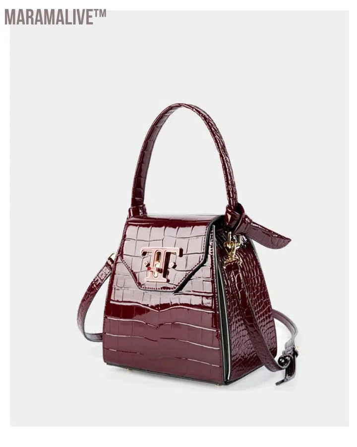 Leather Crocodile Pattern Small Tote Handbags For Women 2024 Trend Designer Ladies Shoulder Crossbody Bags