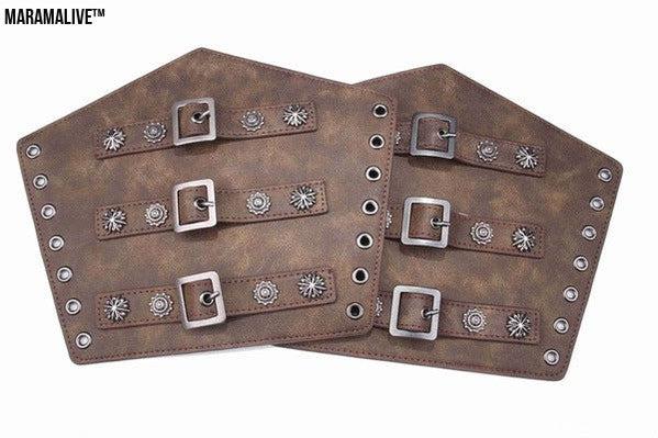 Leather Gauntlets Cosplay Buckles: Hide Arm Armour with Rivets