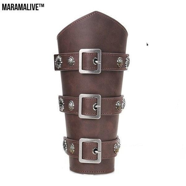 Leather Gauntlets Cosplay Buckles: Hide Arm Armour with Rivets