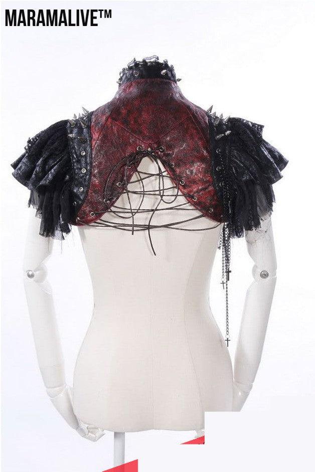 Leather Stitching Rock And Roll Visual Shawl Coat