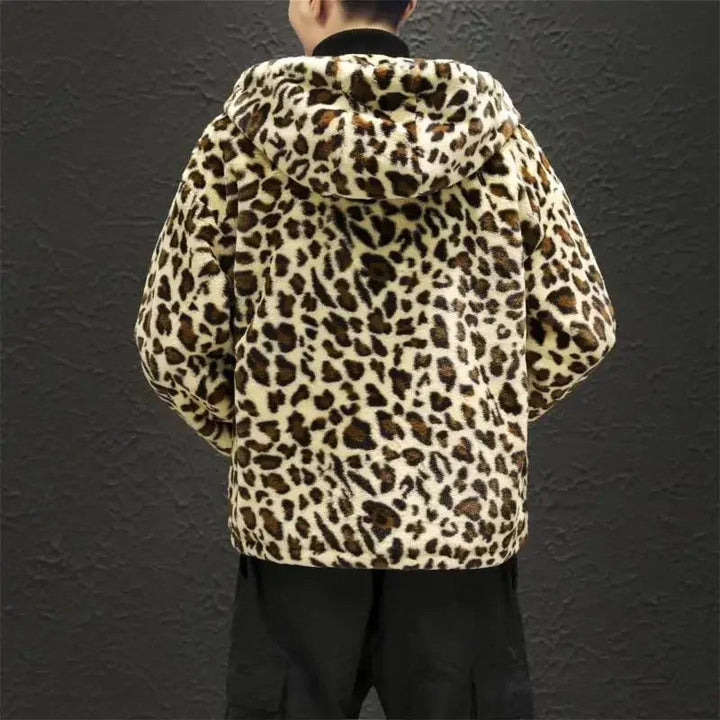 Leopard Print Jacket with Zipper and Hood -Fashion Streetwear- for the Bold and Unique