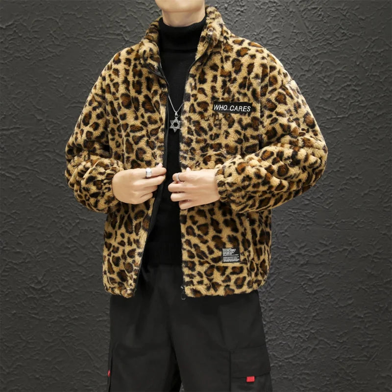 Leopard Print Jacket with Zipper and Hood -Fashion Streetwear- for the Bold and Unique