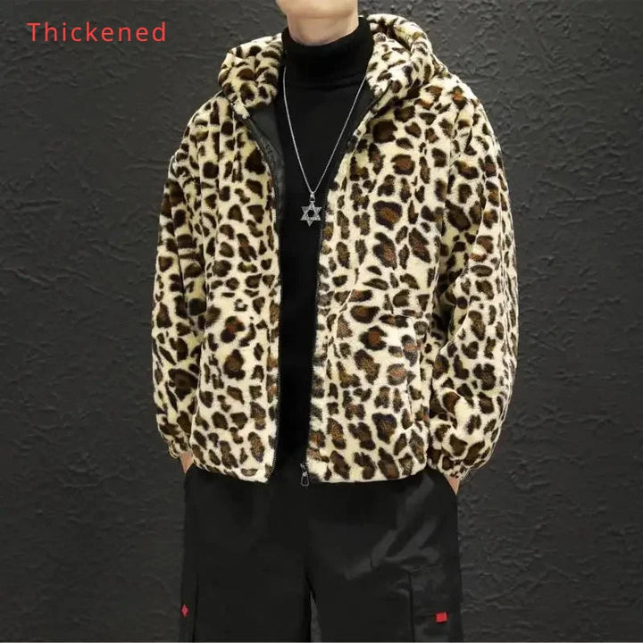 Leopard Print Jacket with Zipper and Hood -Fashion Streetwear- for the Bold and Unique